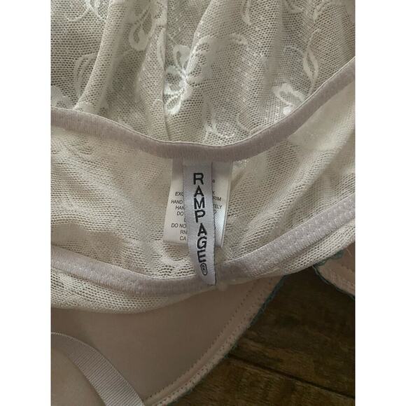 Rampage White Adjustable Straps Lace Turquoise Babydoll Lingerie Size Medium - Picture 5 of 6